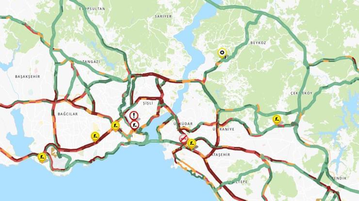 İstanbulda trafik yoğunluğu yüzde 90a ulaştı