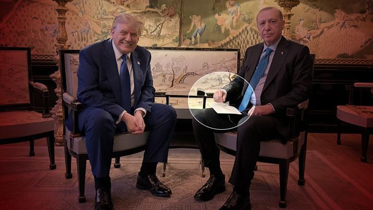 Erdoğan ve Trump yan yana Görüşmede dikkat çeken detay: Zarfta ne var