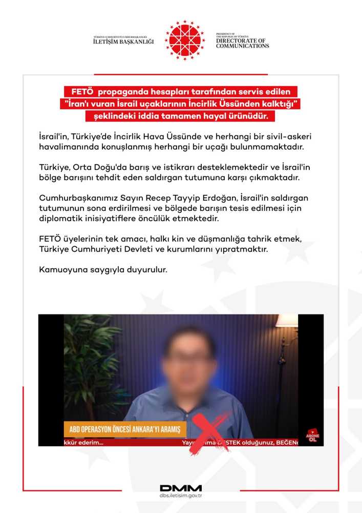 Dmm'de "İran'ı vuran İsrail uçaklarının İncirlik Üssünden Kalktığı" iddiasına yalanlama