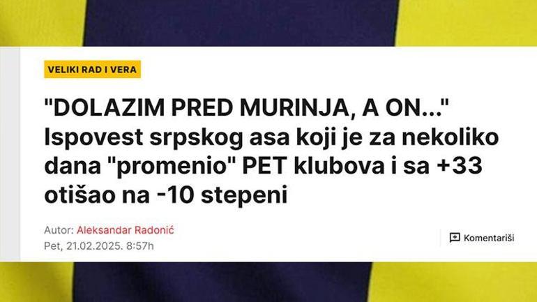 Mimovicten Fenerbahçe ve transfer itirafı ‘Mourinho, Tadic benimle özel görüştü’